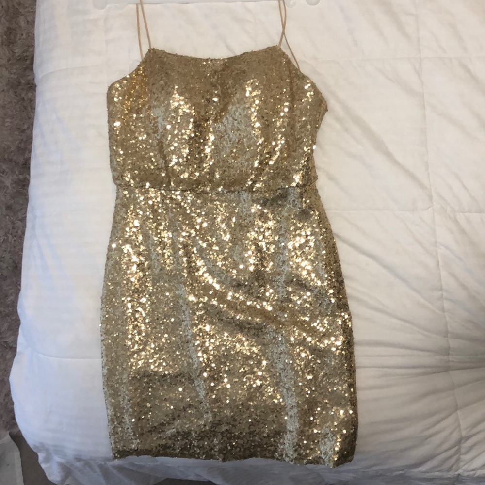 Gold sequin cocktail dress